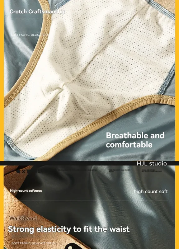 3PCS/Pack Luxury Satin-like Men's Briefs Ice Silk Hygroscopic Breathable Mesh Crotch Panties Soft High Elastic Man Underwear