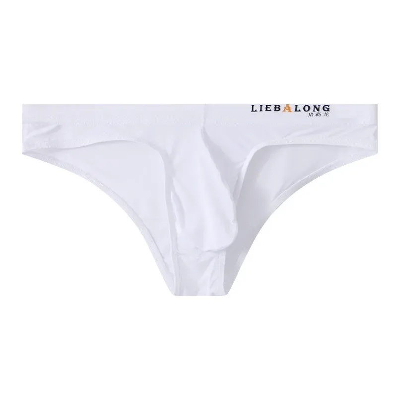 Slip homme Bikini sous-vêtements Sexy homme soie glacée pochette pénis Slip Cuecas Calzoncillos Hombre Slip Gay Lingerie solide homme