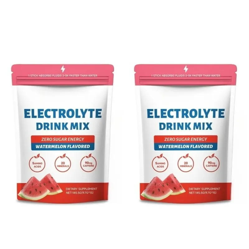 Zero Sugar Watermelon Electrolyte Powder with 90mg Caffeine Amino Acids Minerals Vitamins Provide Energy Replenishment 15 Sticks