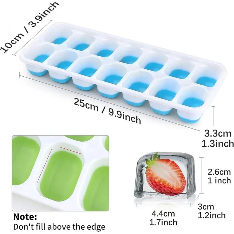 Easy-Release Ice Cube Tray 14 Ice Cube Molds with Lids Stackable Ice Cube Molds for Chilling Drinks Whiskeys Cocktails JT484