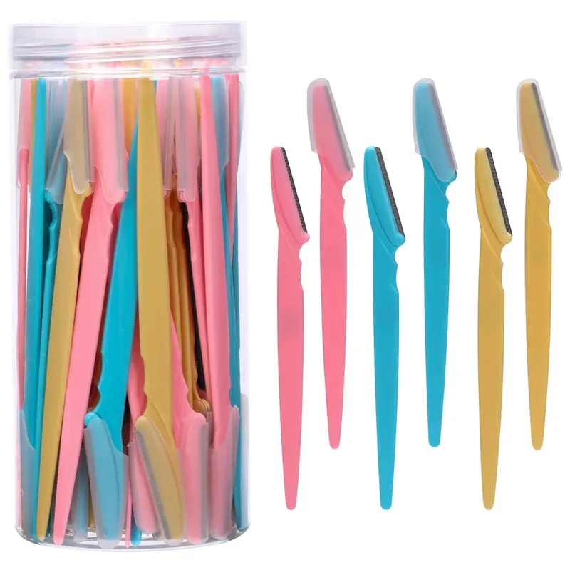 40Pcs Eyebrow Trimmer Makeup Beauty Tools Safe Eye Brow Razor Face Body Hair Removal Shaver Blades Woman Eyebrows Shaping Knife