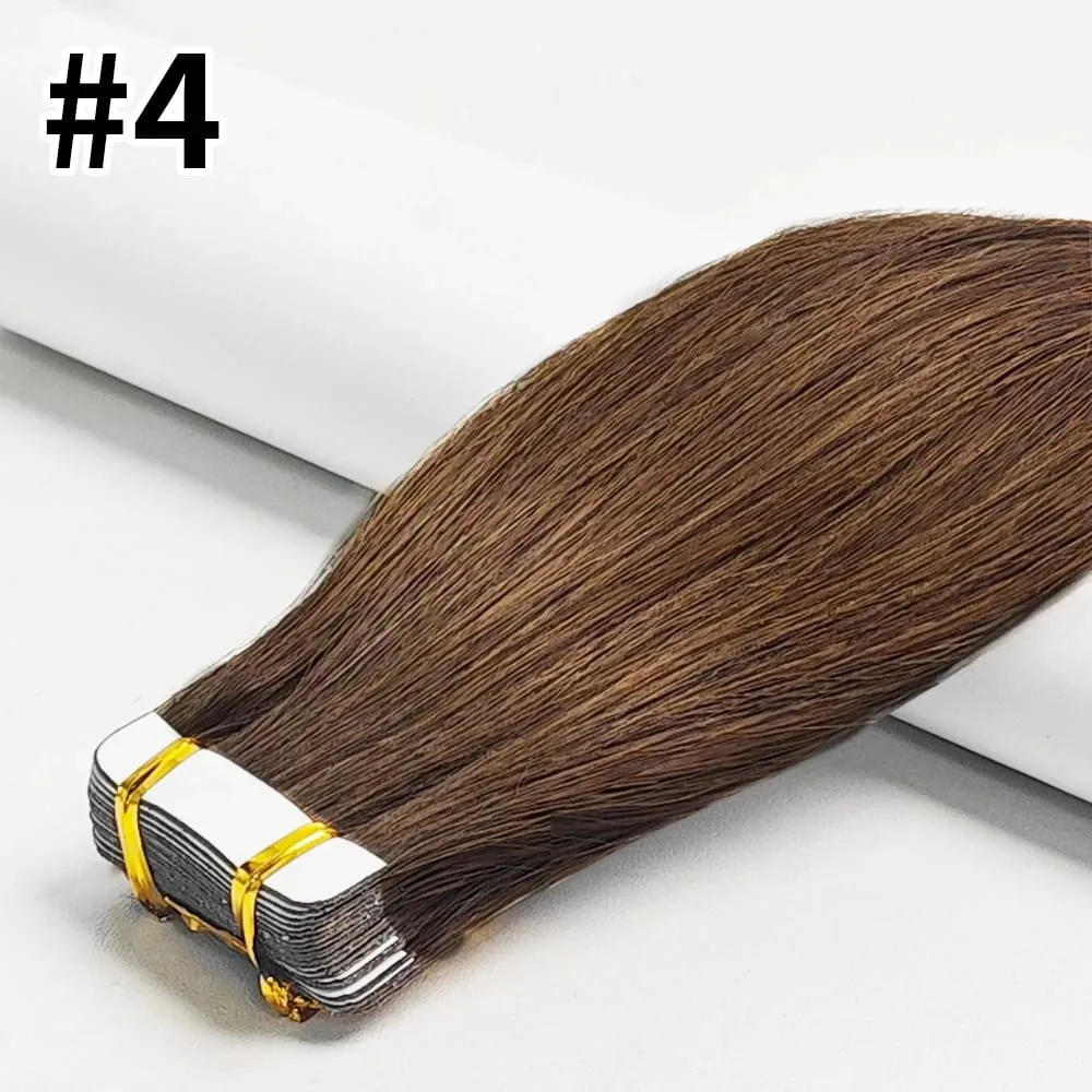 Tape In Hair Extensions Remy Human Hair 20pcs Straight Seamless Skin Weft Tape Hair Extensions Natural Black Hair For Women — image 12