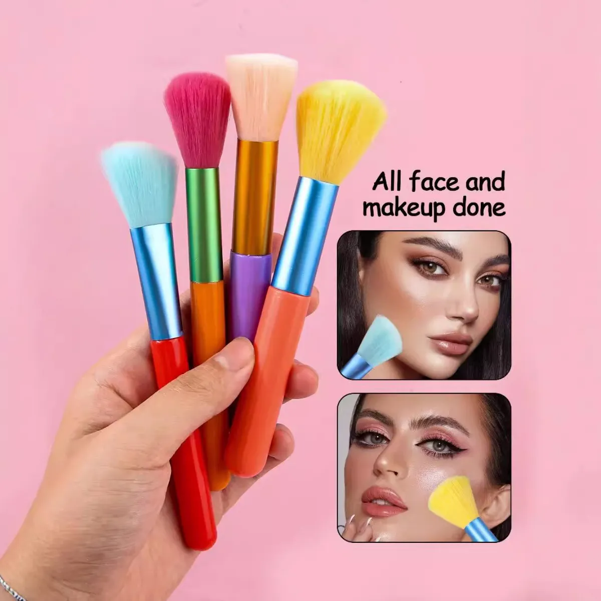 15-Piece Set Colorful Makeup Brushes Combo Cheek Blush Eyeshadow Lip Brush Multi-Dopamine Colors User-Friendly Makeup Tools Kit