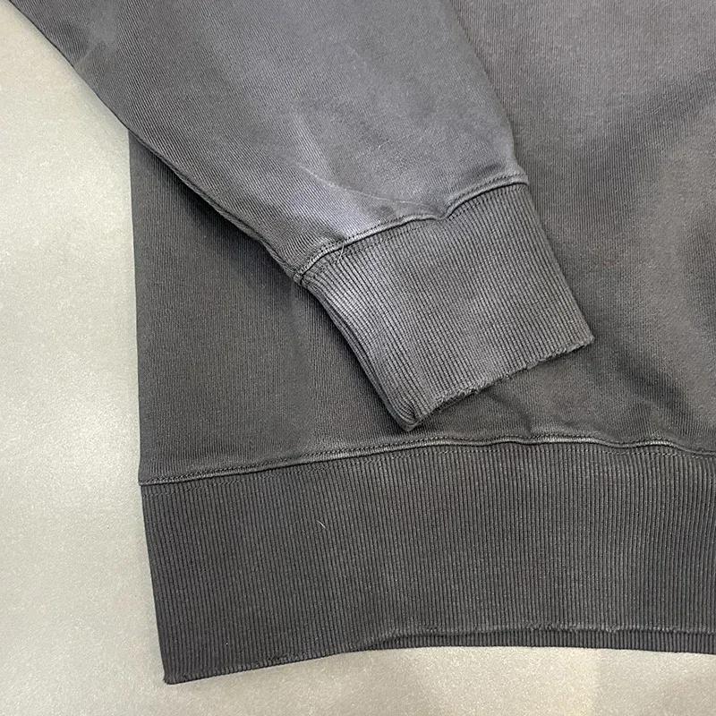 26FW Heavy Fabric Cotton Loose Rhinestone Rivet Satoshi Nakamoto Sweatshirts Men Women Vintage Charcoal Gray Green Pullovers