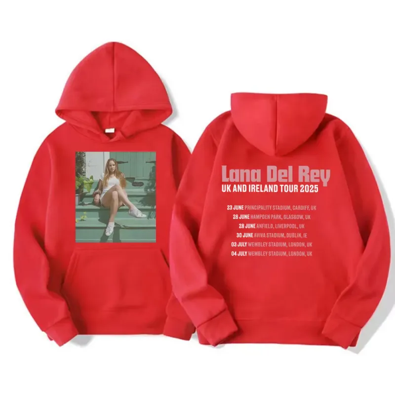 Lana Del Rey UK & Ireland Tour 2025 Grafiska Hoodies Herr Kvinnor Mode Estetisk Casual Pullovers Långärmade Huvtröjor — image 10
