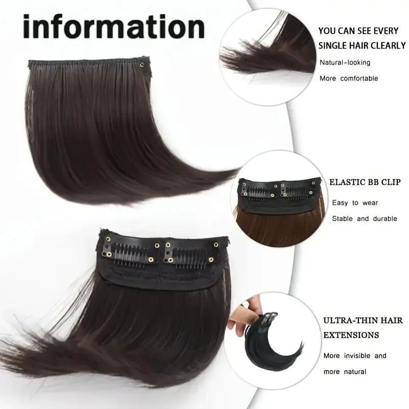Synthetic 10cm Clip In Hair Extensions Short Straight Topper Invisible Seamless Side Cover Hairpiece Natural Volume Easy Wear