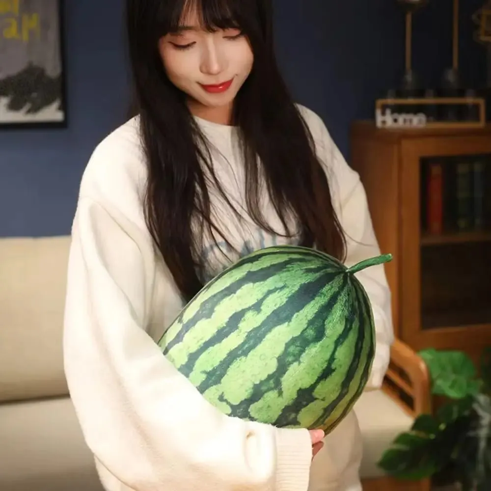 Soft Cotton Watermelon Round Oval Shape Lifelike Watermelon Stuffed Pillow 3D Simulation Funny Design Watermelon Pendant