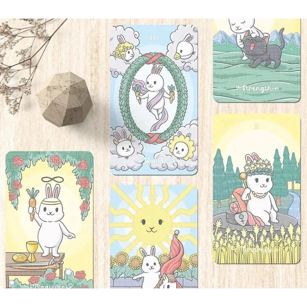 1Pcs Deck Chubby Bun Rabbit Tarot Deck Version 2 Leisure Party Table Game High Quality Fortune-telling Prophecy Oracle Cards — image 6
