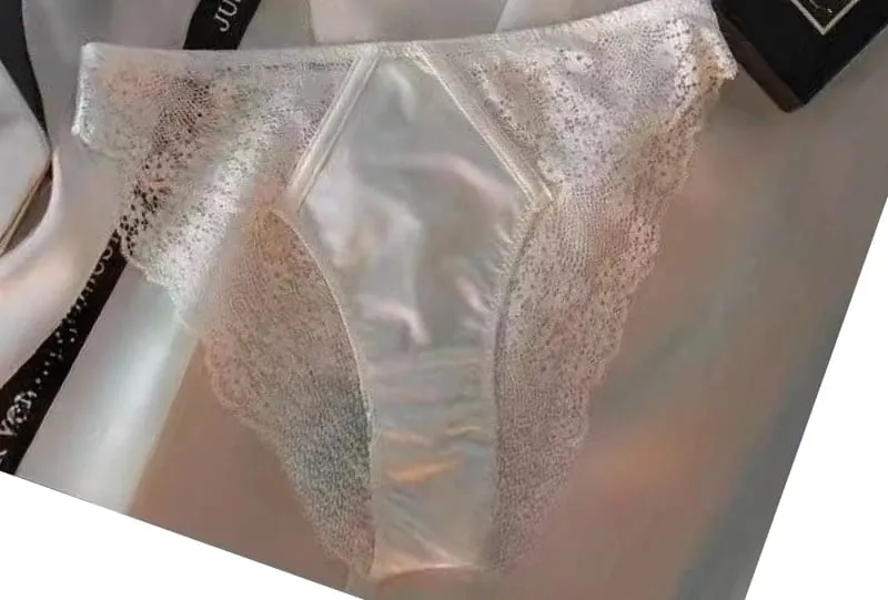 European -American sexy satin half cup comfortable upper support underwear set thin with steel ring green lace edge glossy bra