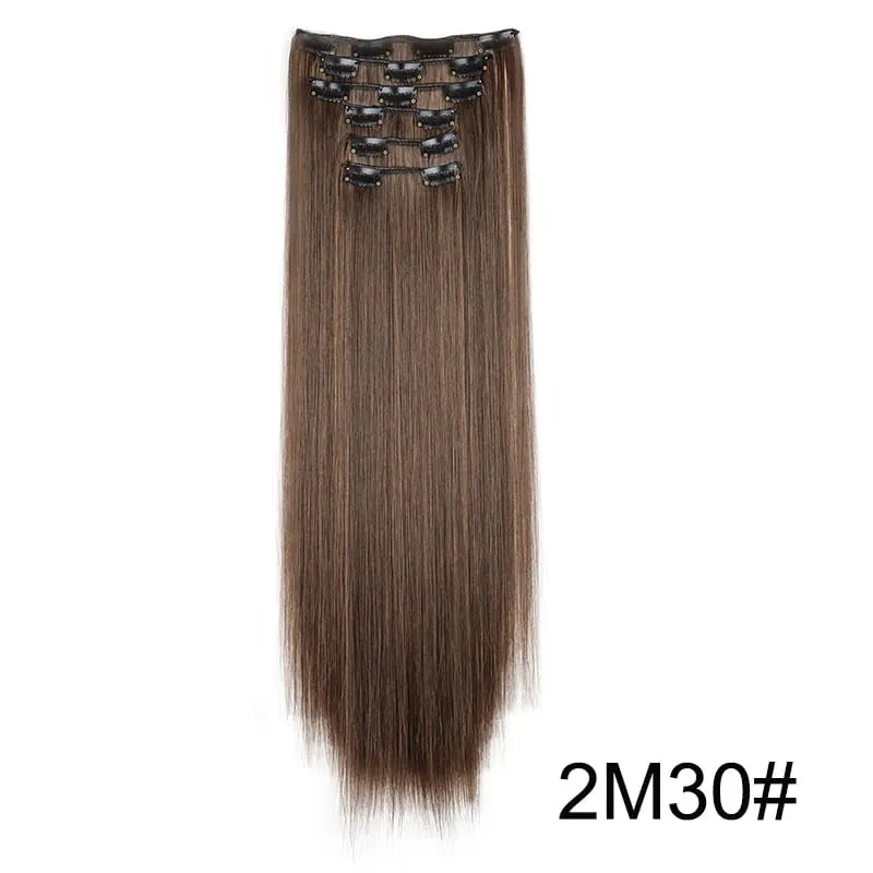24Inch Synthetic 6pcs/set Long Straight Clip-in Hair Extension Heat Resistant Fiber Hair for Women Hair Accessories — image 10