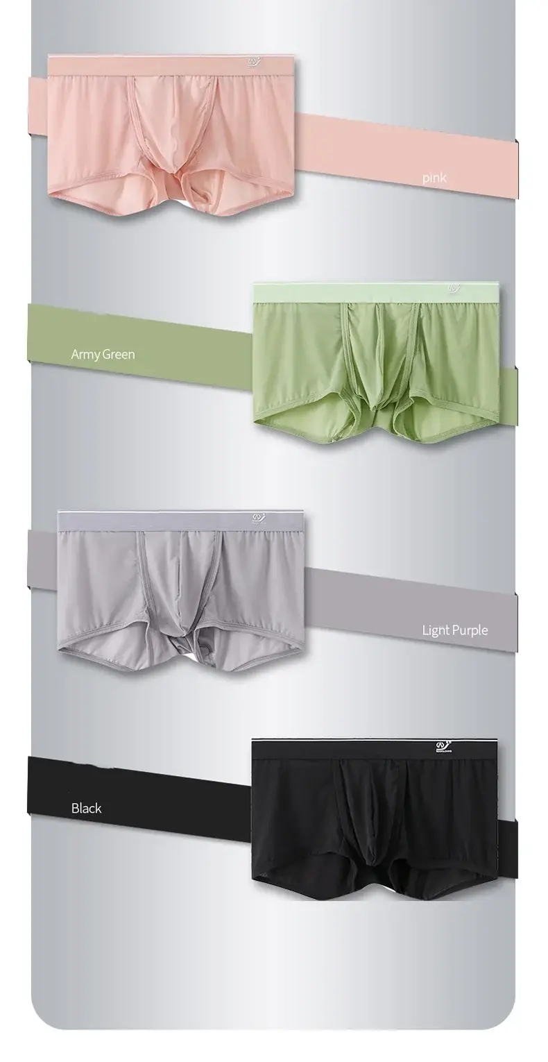 1 PCS Ice Silk Space Capsule Underwear Men's Compartment Solid Summer Breathable Ultra-thin Boxers Shorts Transparentes Hombre