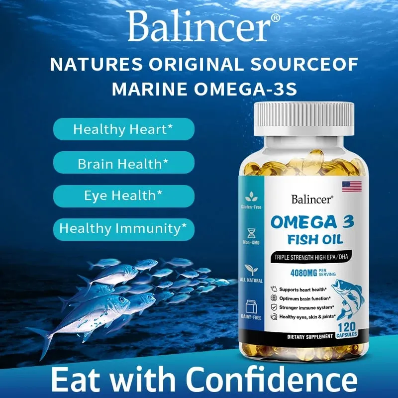 Omega 3 Fish Oil 4080mg - High EPA + DHA Helps with Joints Skin Immune Support Antioxidant & Improve Memory