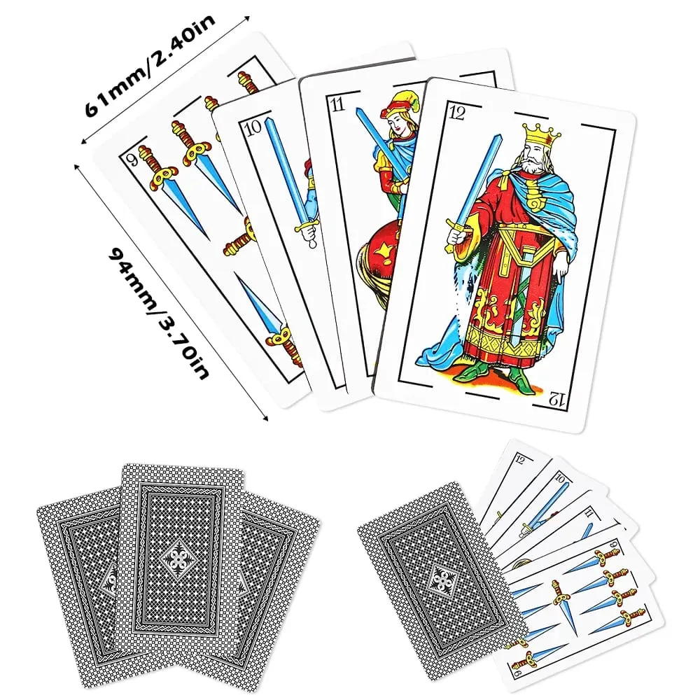 50PCS Spanish Playing Cards with Plastic Case Traditional Card Game Deck Classic Playing Cards for Brisca Tute Escoba
