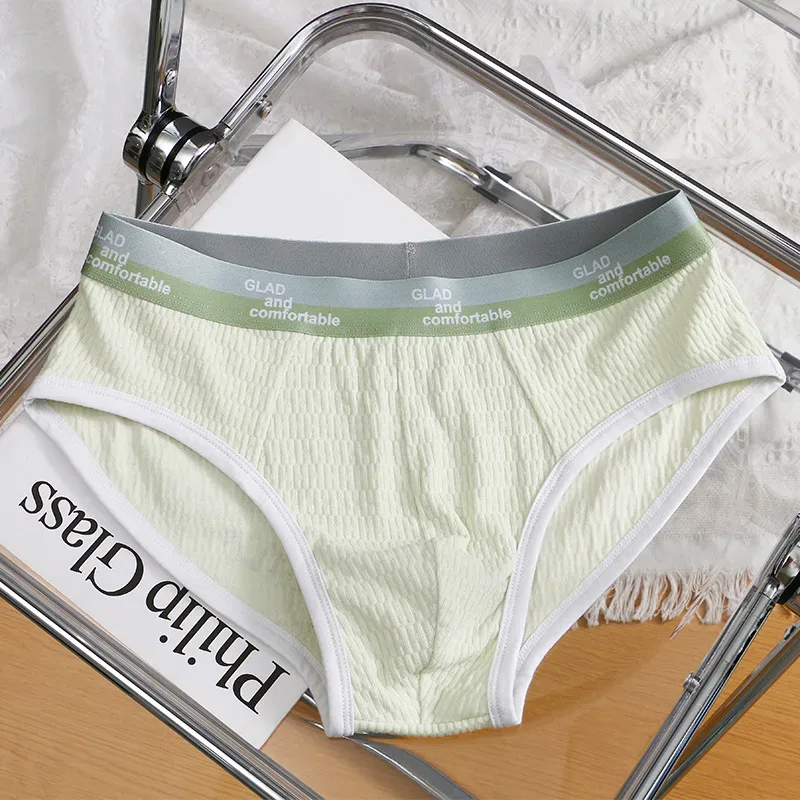 Summer New Men's Solid Color Cotton Briefs, Minimalist Breathable Thin Underwear, Trendy Trunks Male Bikini Underpants 3256812635450502
