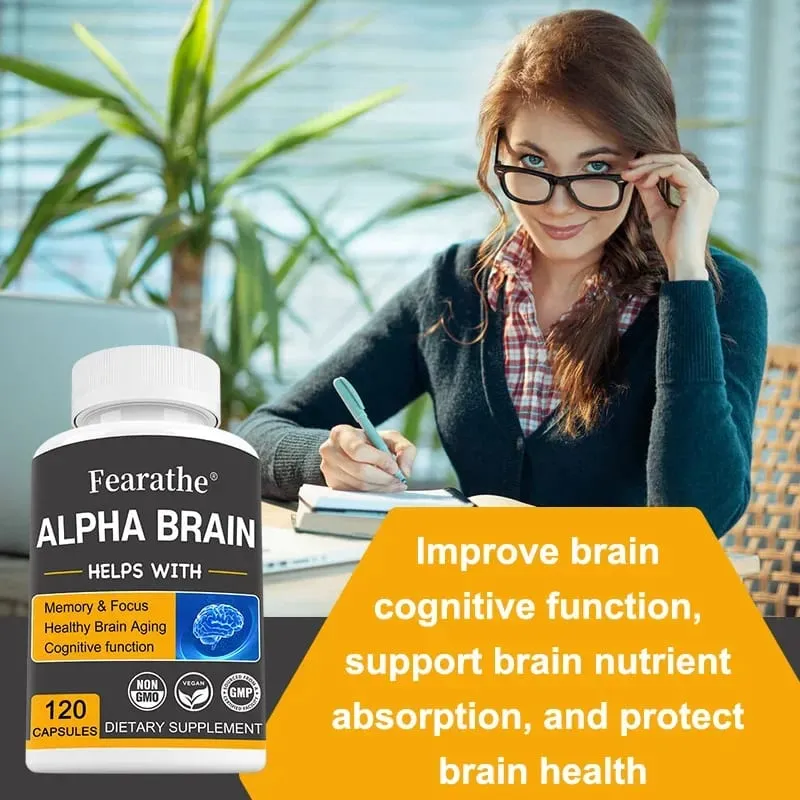 Alpha Brain Nootropics Suplement mózgu dla mężczyzn i kobiet - Pamięć, jasność umysłu i funkcje poznawcze dzięki kapsułkom skupiającym witaminę B6