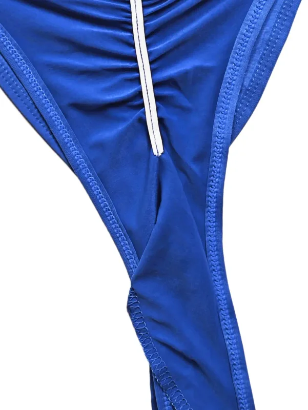 1pc Men's High Slit Ruched Thong - Ice Silky Smooth Semi Sheer, Ultra Sexy Breathable No-Stick Soft Casual Men Underwear