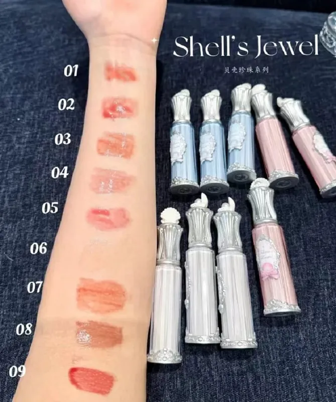 Flower Knows Shell Pearl Series Make Up Sets Eyeshadow Pressed Powder Blush Lip Gloss Makeup Base Handheld mirror 10 /11/13pcs