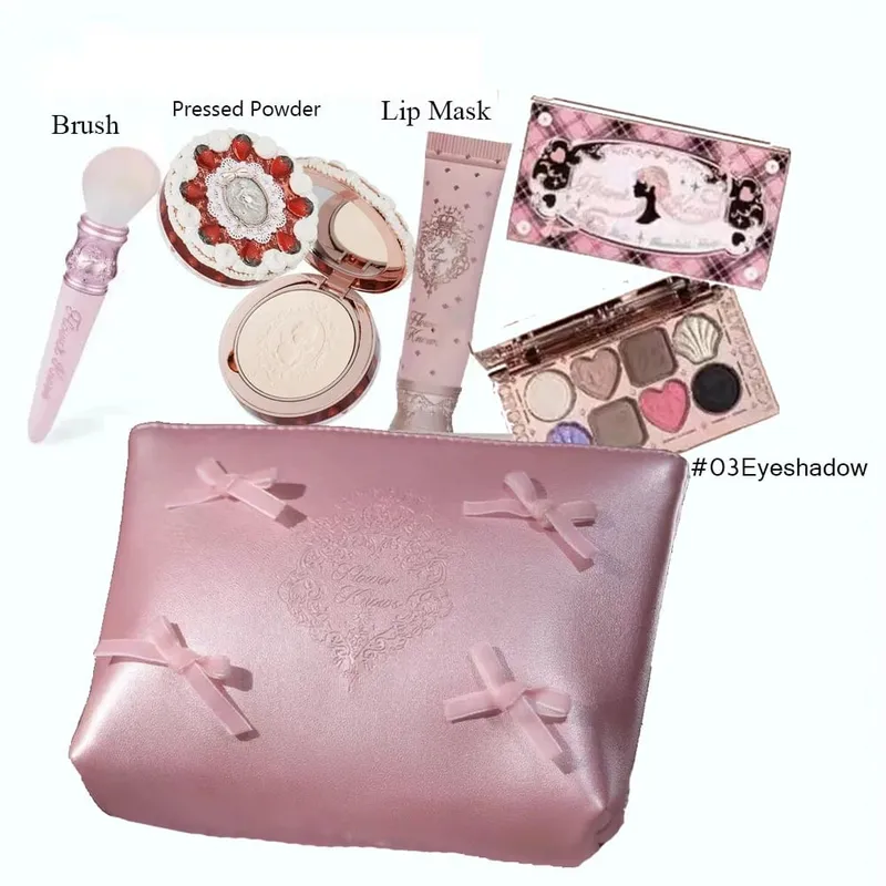 Flowerknows Zestaw do makijażu Zestaw podarunkowy Shimmer Full Box Blush Długotrwały aksamitny krem ​​do ust z torbą Zestaw De Maquiagem