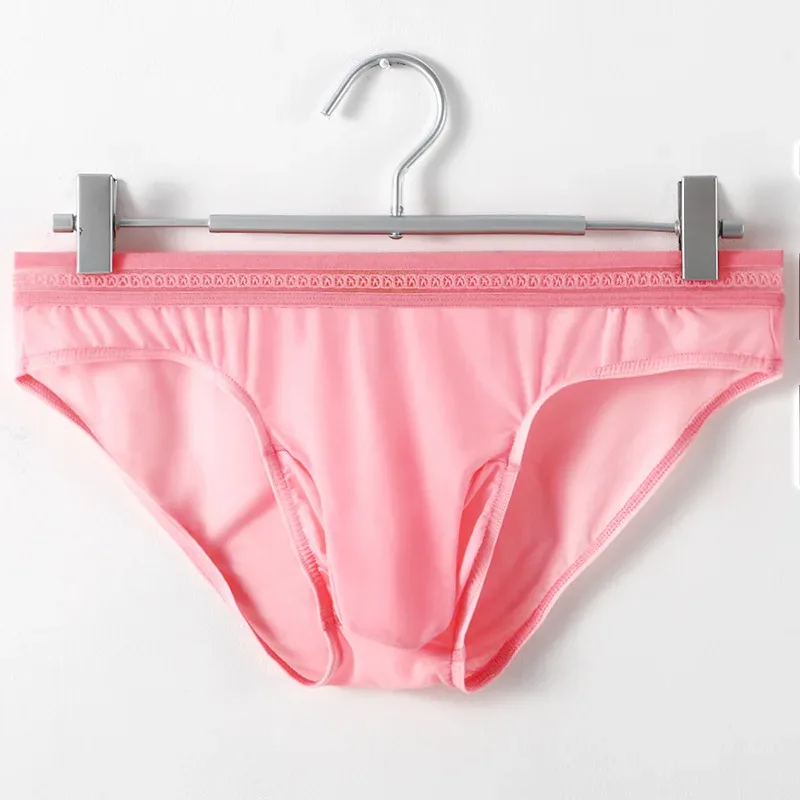 New Men's Ice Silk Briefs Ultra-thin Quick Dry High Elastic Lace Waistband Panties Sexy Seamless Breathable Bikini Underwear