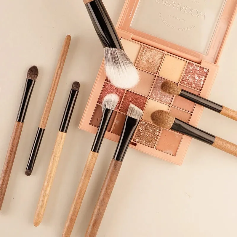 8pcs/set sickle Goat Hair Contour Makeup brushes Bevel Blush Make up brushes Powder Setting Multi-functional Walnut cosmeti tool — image 3