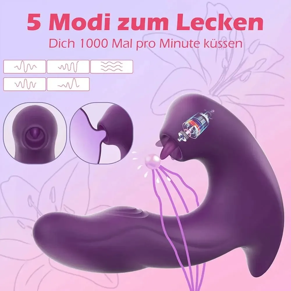 3 i 1 klitoris sugande vibrator för kvinnor 15 lägen tungslickande dildo och klitoris Vakuumstimulator Sexleksaker för vuxna