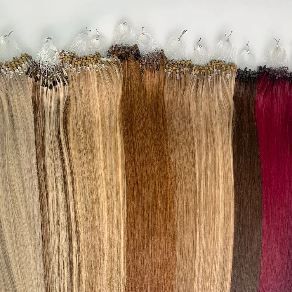 Remy Human Hair Extensions 14-24 Inch Micro Loop Ring Attachment Micro Bead Natural Looking DIY Hair Extension