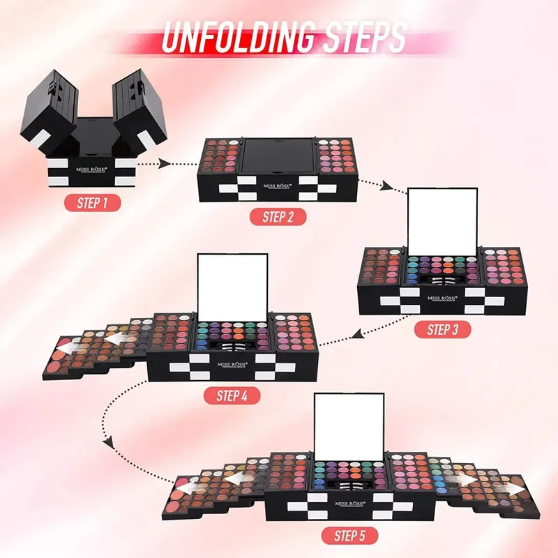 Multi-functional Makeup Box With Mirror Pro Eye Shadow Palette Set For Stage Make up Practical Cosmetic Kit For Makeup