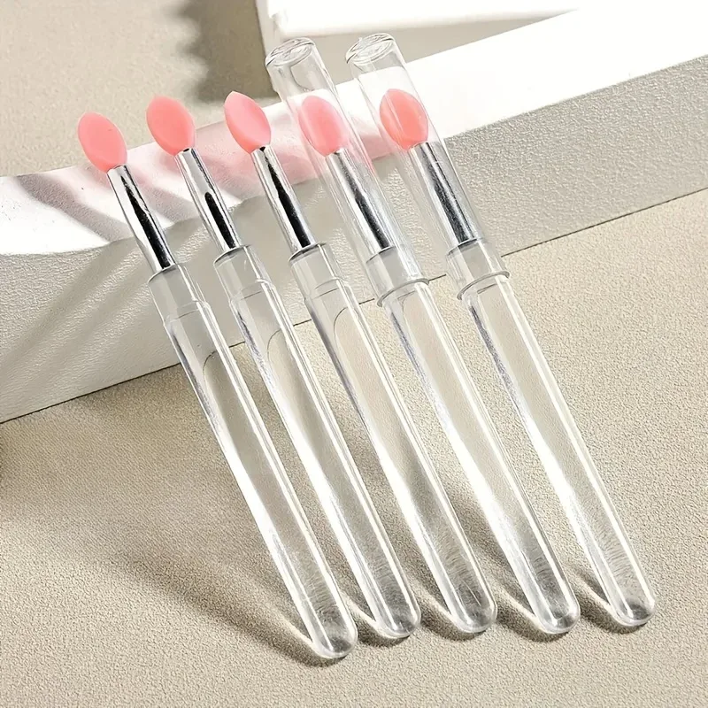 5 pinceaux à ongles réutilisables en silicone effet miroir - applicateur maquillage et vernis à ongles double tête