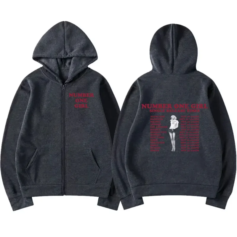 Rosé Number One Girl Album Zipper Hoodies Kpop Panlalaking Babae Damit Long Sleeve Zip Up Sweatshirts Fleece Oversized Pullover Y2K