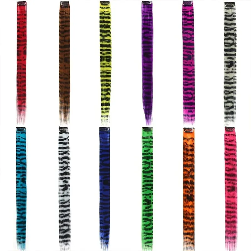 18 inch synthetic feather colored hair extensions with color integrated hair clips and wigs suitable for women's party outfits — image 6