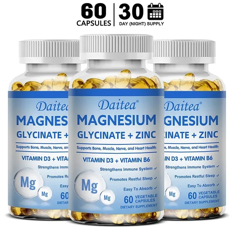 Daitea Magnesium Glycinate & Zinc Dietary Supplement - Bone Nerve Immune Support - Suitable for Men and Women