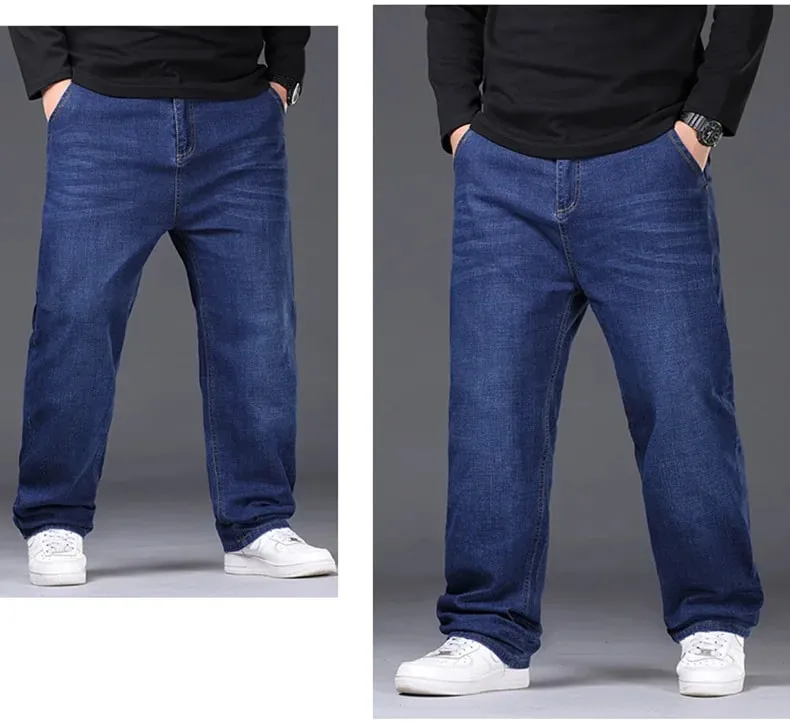 Velikosti 29-50 Pánské strečové džíny Rovné nohavice Džínové kalhoty Rozšířená velikost Modrá Černá Streetwear Uvolněný střih Do práce Neformální Nové