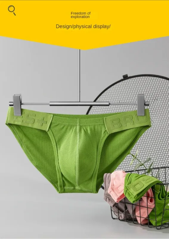 Mens Underwear Solid Color Low Waist Sweat-absorbing Large U Convex Pouch Sexy Mens Briefs — image 13