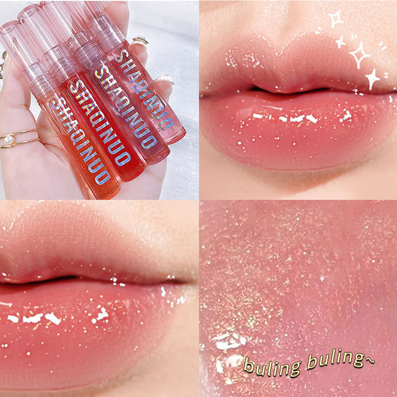 Four pack lip gloss set box water gloss jelly lip gloss moisturizing glass lips not easy to stick to cup