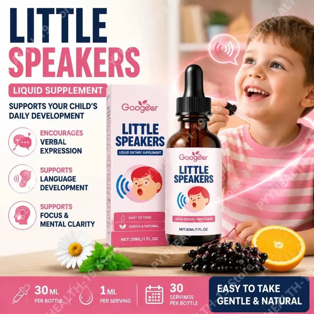 مكمل سائل Googeer Little المتحدثون بفيتامين B12 D3 زيوليت للغة التعبير اللفظي ودعم التركيز للأطفال 30 مل