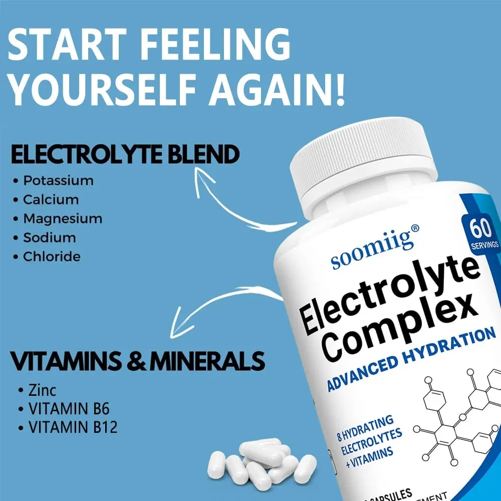 Capsules de sels d'électrolytes avec magnésium B6 B12, potassium et zinc, hydratation rapide, réduit les crampes musculaires, favorise la récupération