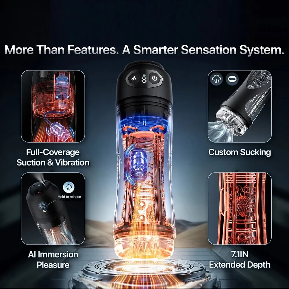 Automatic Male Masturbator Vibrating Sucking Machine Simulation Blowjob Tongue Licking Pocket Pussy Adult Goods Sex Toy for Men