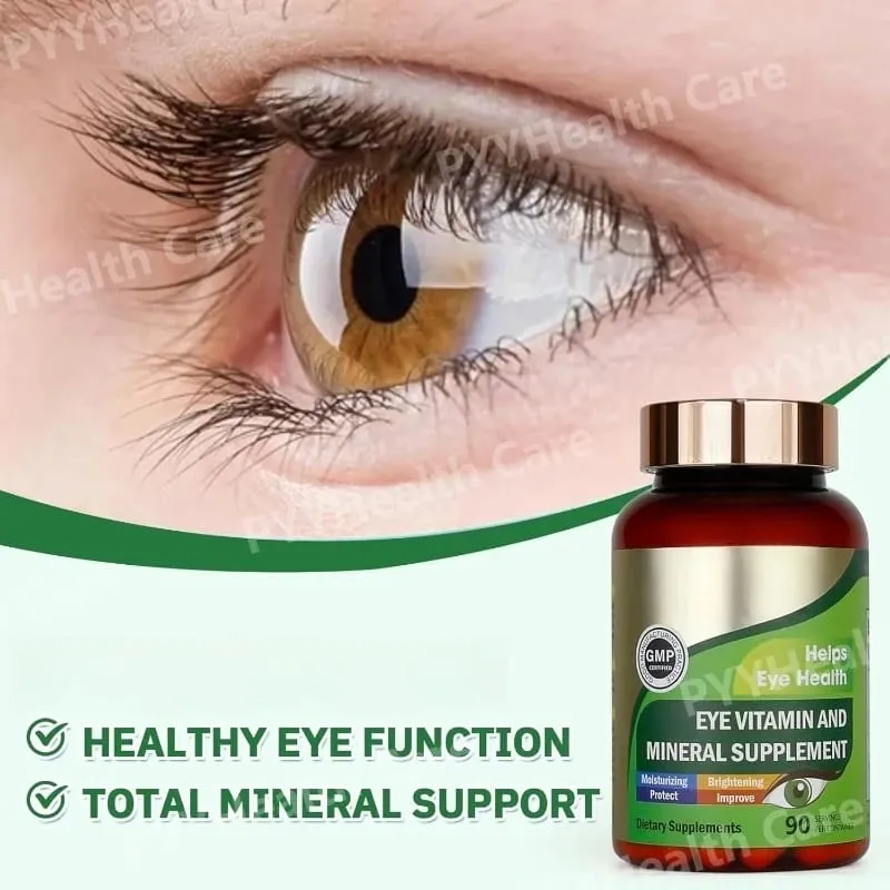 Capsule di vitamine per gli occhi con luteina con zeaxantina e zinco Integratore nutrizionale quotidiano per gli occhi Supporto per la salute degli occhi per adulti Flacone da 90 pezzi