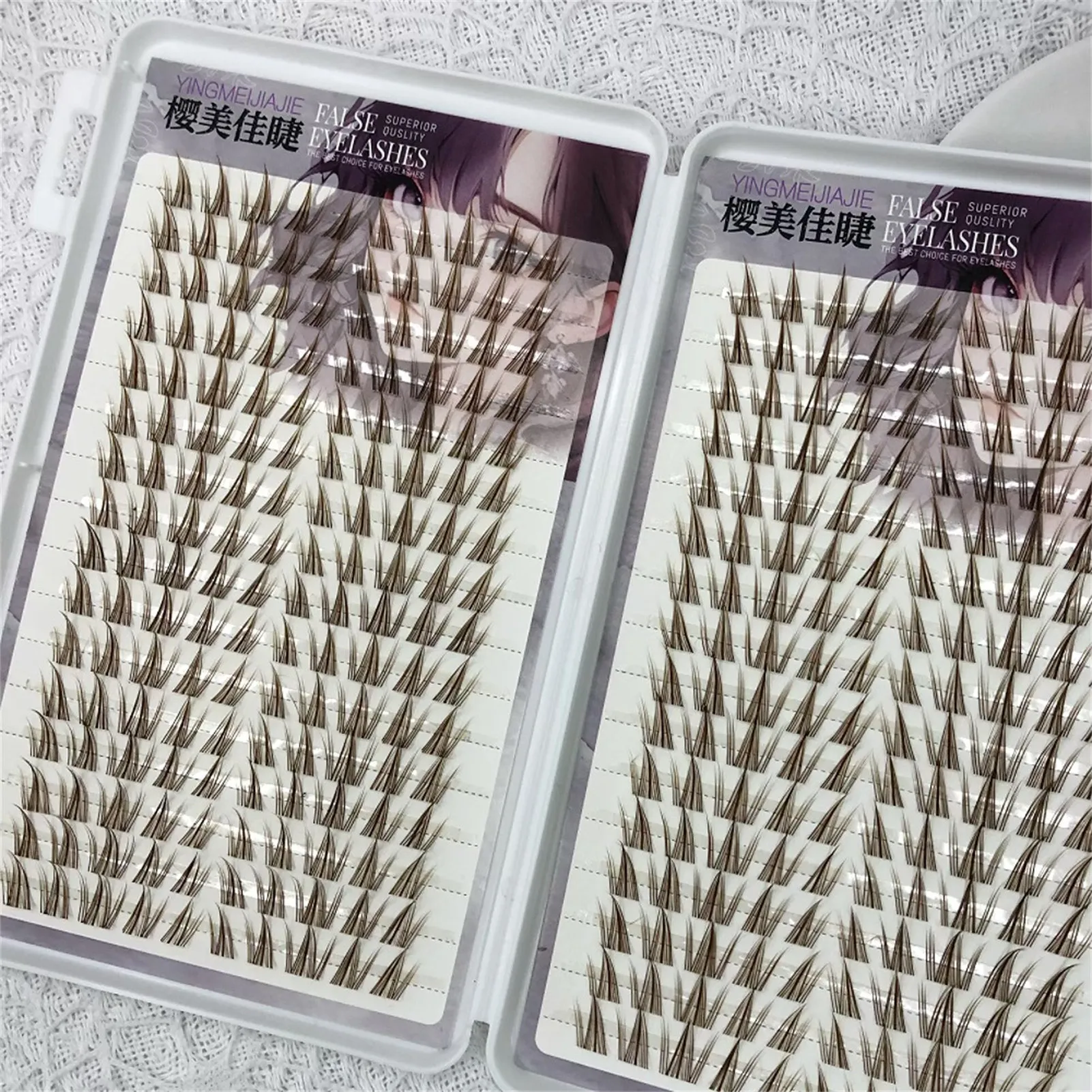 Sunflower Brown False Eyelashes 11-13mm Mixed Length Doll Lashes Extension Natural Wispy Soft Comic Eye Lashes Makeup Tool