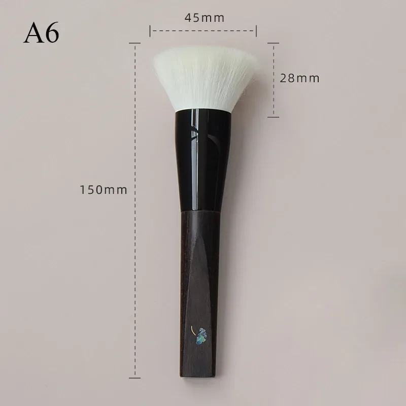 Shoushoulang Hand Crafted Makeup Brush Soft Tiny Tips Goat Hair 1PC Face Powder Blush Contour Brush Ebony Handle Makeup Brushes