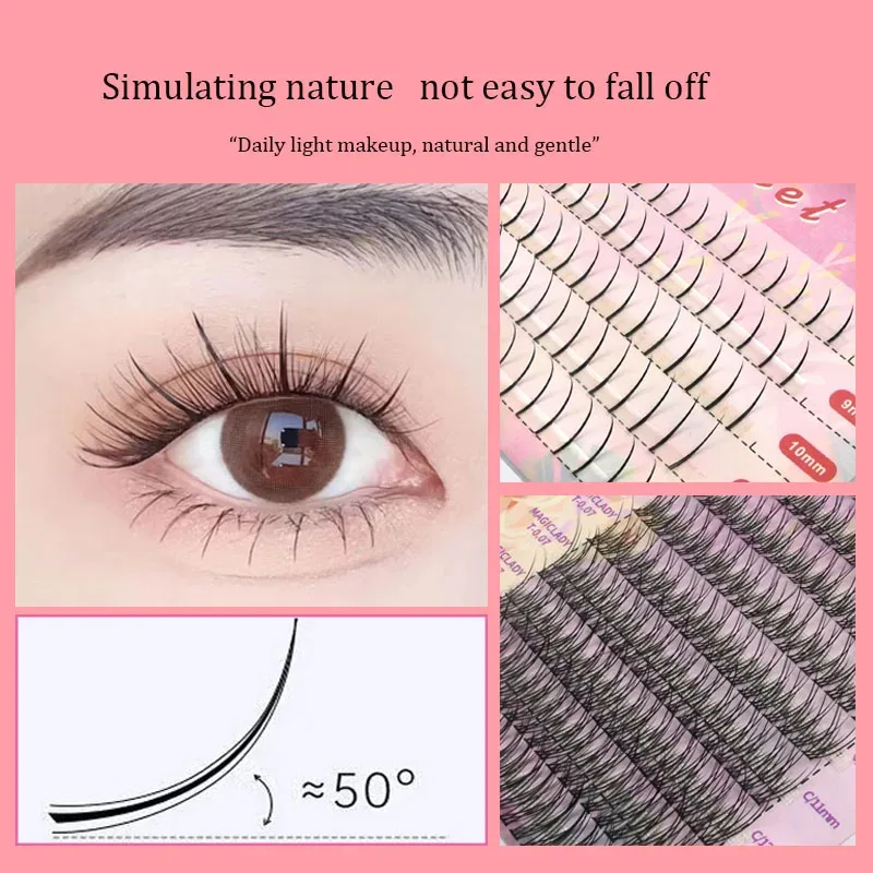 Anlinnet Fishtail + A-type Mixed Hair Five Rows Mixed Natural False Eyelashes Self-Grafting Single Cluster Eyelashes Eye Lash Fa