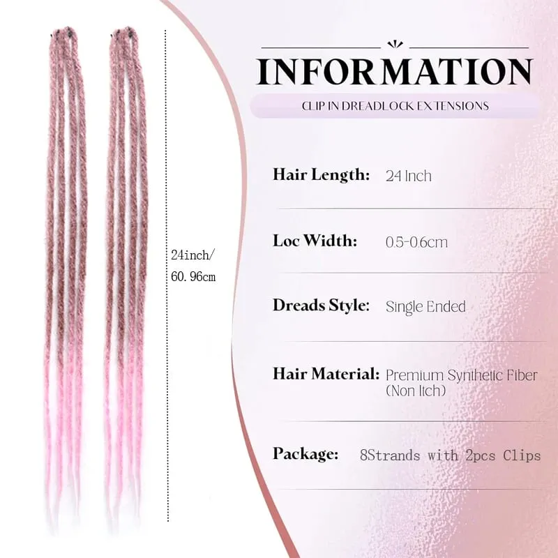 2Pcs 24"Clip‑in Synthetic Braided Hair Extensions with BB Clips Handmade Crochet Hair Pieces for Cosplay Hip‑Hop Festival — image 3