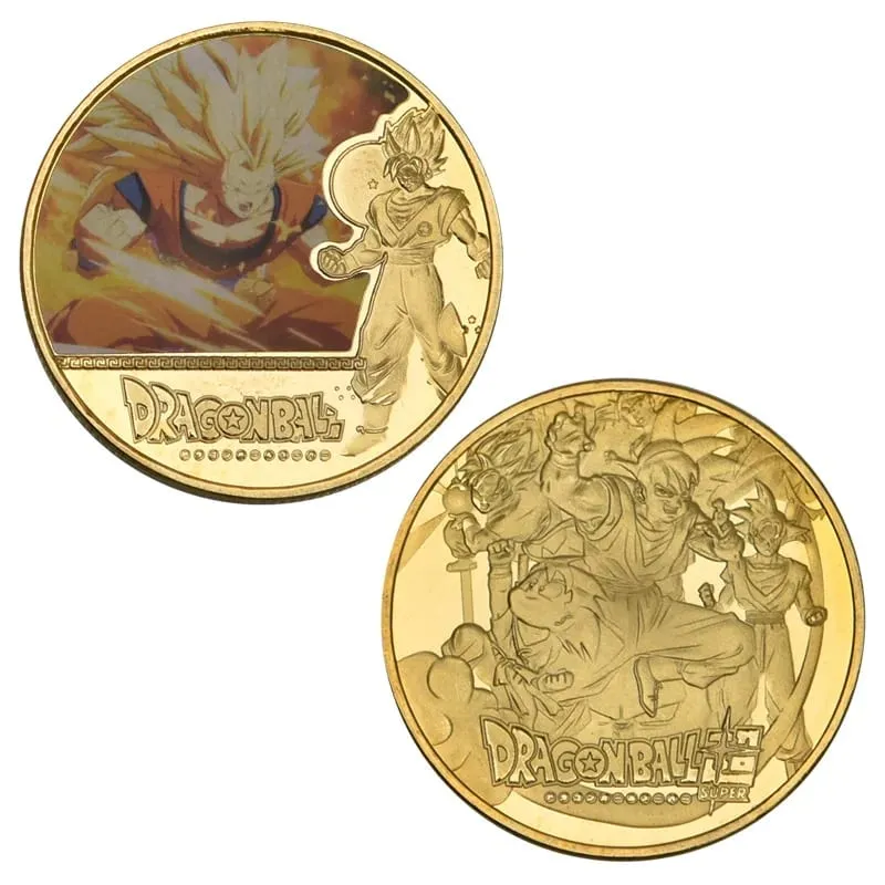 Dragon Ball Banhado A Ouro Moeda de Ouro Son Goku Vegeta Moedas Comemorativas Crianças Clássico Anime Periféricos Coleção Brinquedo Lembrança