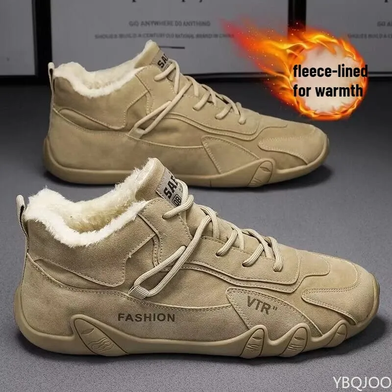Large Size Autumn Winter Fashion Item with Plush and Thickened Warm Cotton Shoes for Outdoor Comfort Trendy Men's Cotton Shoes — image 1