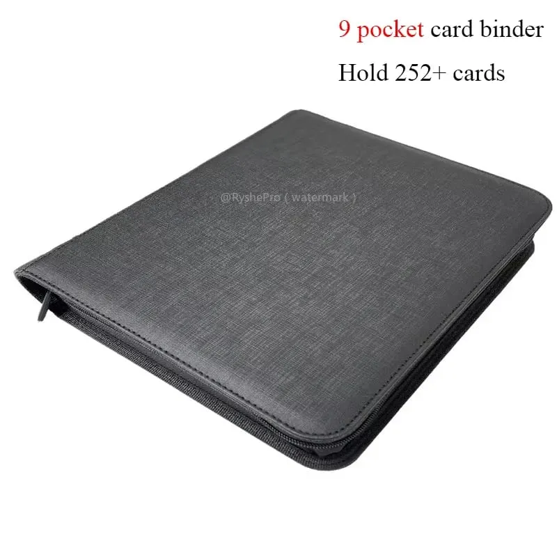 4 Pocket Toploader Binders TCG for PKM Holds 112+ 3"X4" Toploaders Leather Card Holder Double Sided Pockets for MTG PTCG Cards