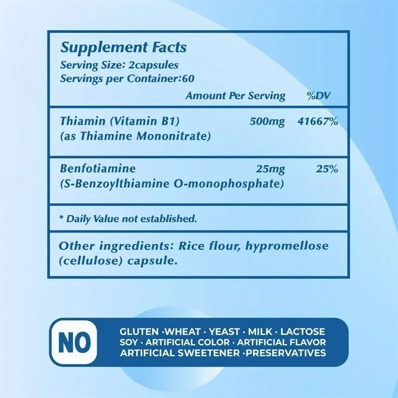 Vitamin B1 Complex - Fatigue Digestion Stress Mood Formula Boosts Energy and Metabolism