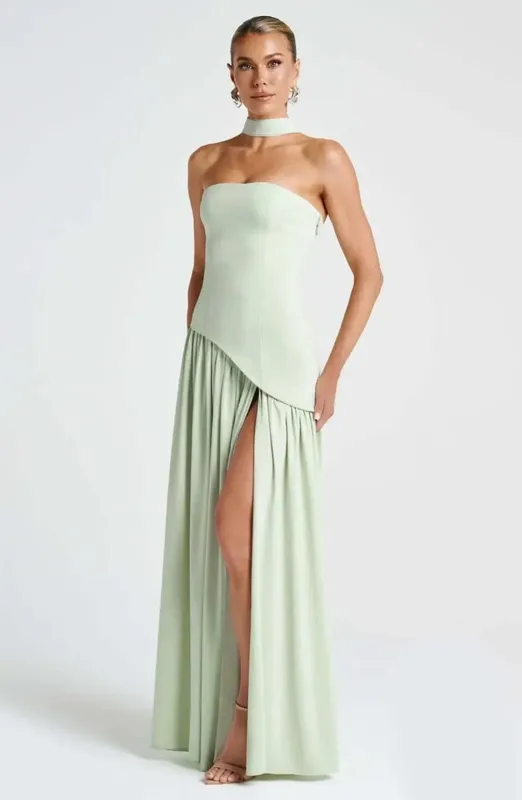 Butter Yellow Mesh Splicing Long Dress Elegant Strapless Split Backless Pleated Gowns For Women 2026 Lady Evening Party Gowns — image 10