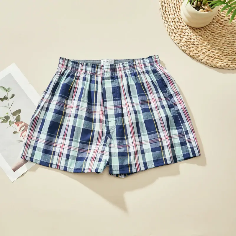 Random 4PCS Men's Fashion Arrow Shorts Home Shorts Men's Underwear Comfortable Breathable Plaid Underwear
