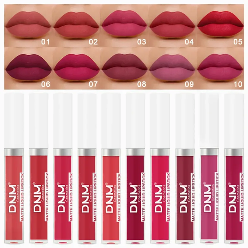 DNM 19 Color Matte Velvet Liquid Lipstick Waterproof Lasting Not Easy To Fade Lipgloss Makeup Purple Red Nude Lip Tint Cosmetics