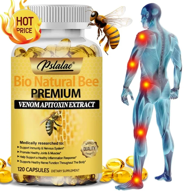 Natural Bee Capsules Enhance Immunity and Anti-oxidation Effectively Relieve Joint Inflammation 120 Capsules Non-GMO